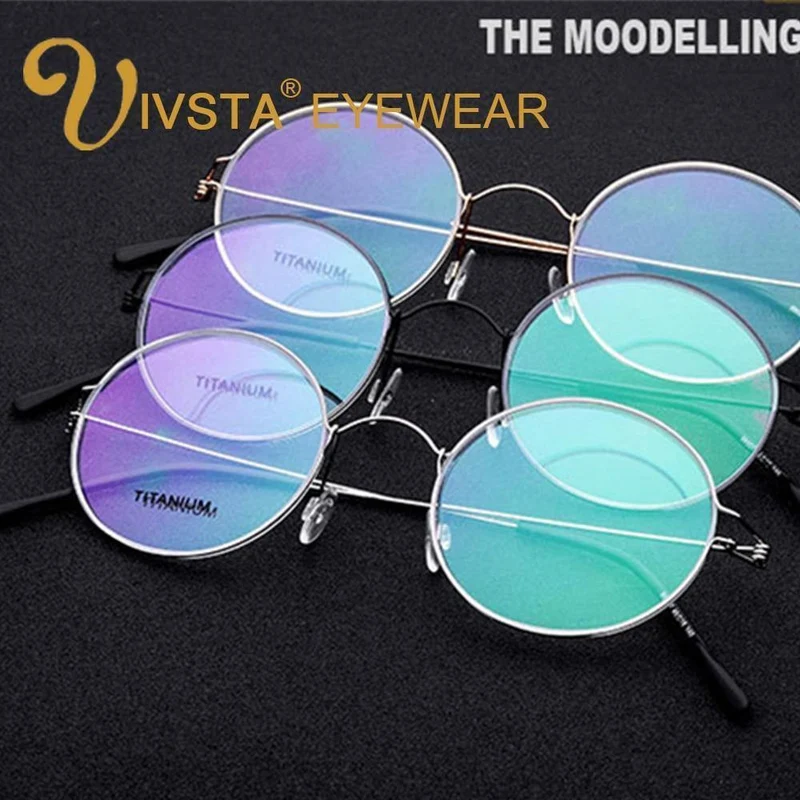 Titanbrille für Herren, schraubenlos, Business Oliver, ultraleicht, Myopie, rund, koreanischer Mond