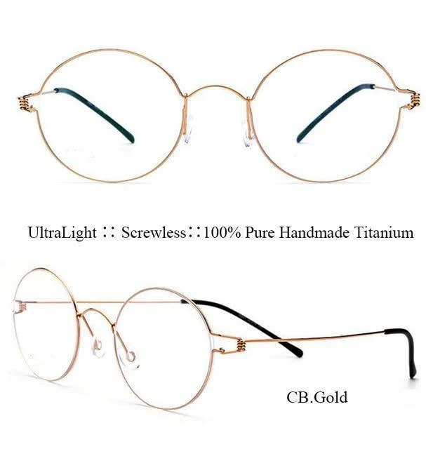 Titanbrille für Herren, schraubenlos, Business Oliver, ultraleicht, Myopie, rund, koreanischer Mond