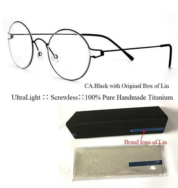 Titanbrille für Herren, schraubenlos, Business Oliver, ultraleicht, Myopie, rund, koreanischer Mond