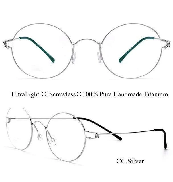 Titanbrille für Herren, schraubenlos, Business Oliver, ultraleicht, Myopie, rund, koreanischer Mond