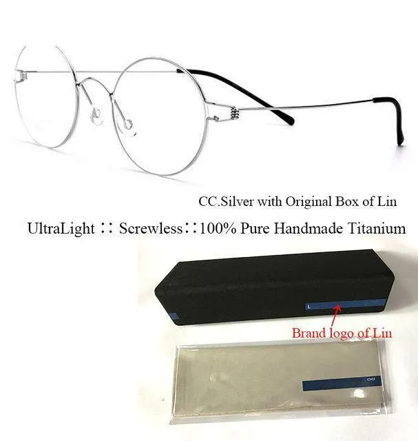 Titanbrille für Herren, schraubenlos, Business Oliver, ultraleicht, Myopie, rund, koreanischer Mond