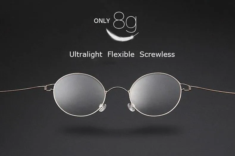 Titanbrille für Herren, schraubenlos, Business Oliver, ultraleicht, Myopie, rund, koreanischer Mond
