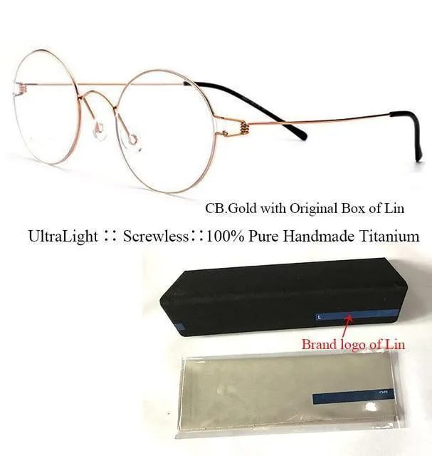Titanbrille für Herren, schraubenlos, Business Oliver, ultraleicht, Myopie, rund, koreanischer Mond