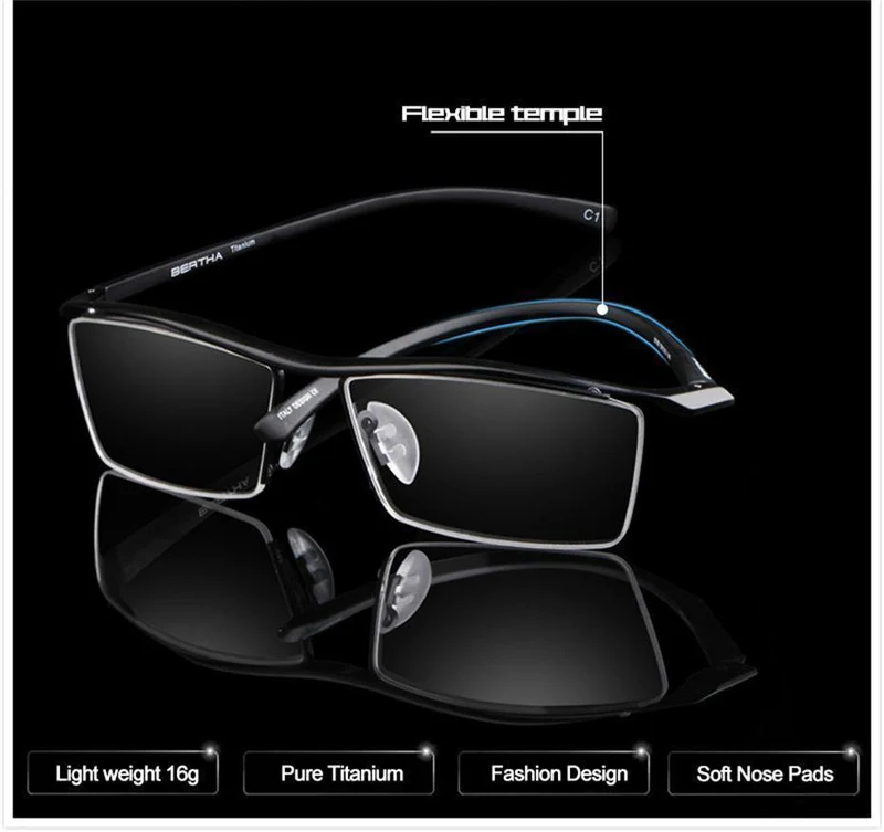 Men Z Pure Titanium Halbrand Brillen Business Optische Brillen Rahmen Korrektionsbrillen