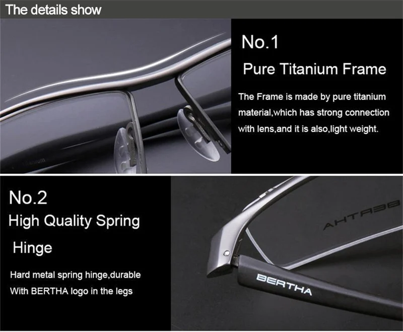 Men Z Pure Titanium Halbrand Brillen Business Optische Brillen Rahmen Korrektionsbrillen