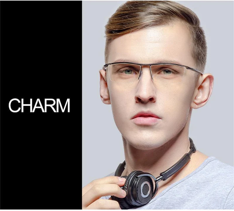 Men Z Pure Titanium Halbrand Brillen Business Optische Brillen Rahmen Korrektionsbrillen