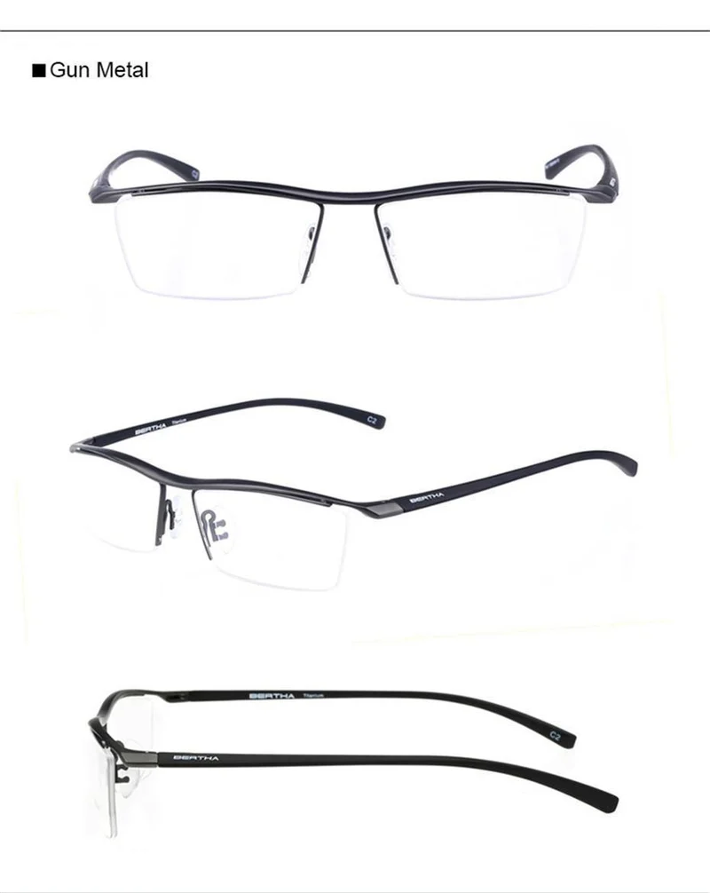 Men Z Pure Titanium Halbrand Brillen Business Optische Brillen Rahmen Korrektionsbrillen