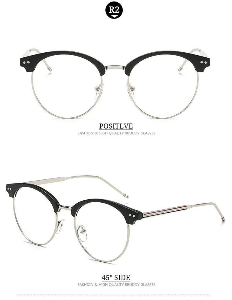Transparente Gläser Gefälschte Computer Lesebrille Klare Linse Männer Frauen Optische Brillen Metall Brillen