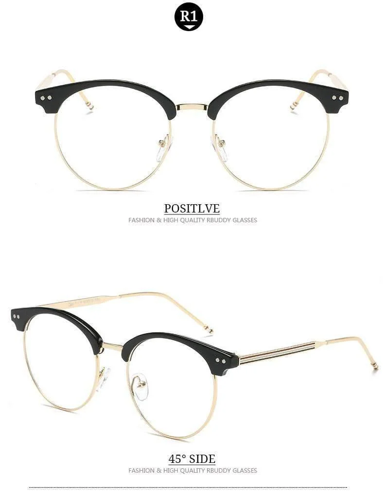 Transparente Gläser Gefälschte Computer Lesebrille Klare Linse Männer Frauen Optische Brillen Metall Brillen