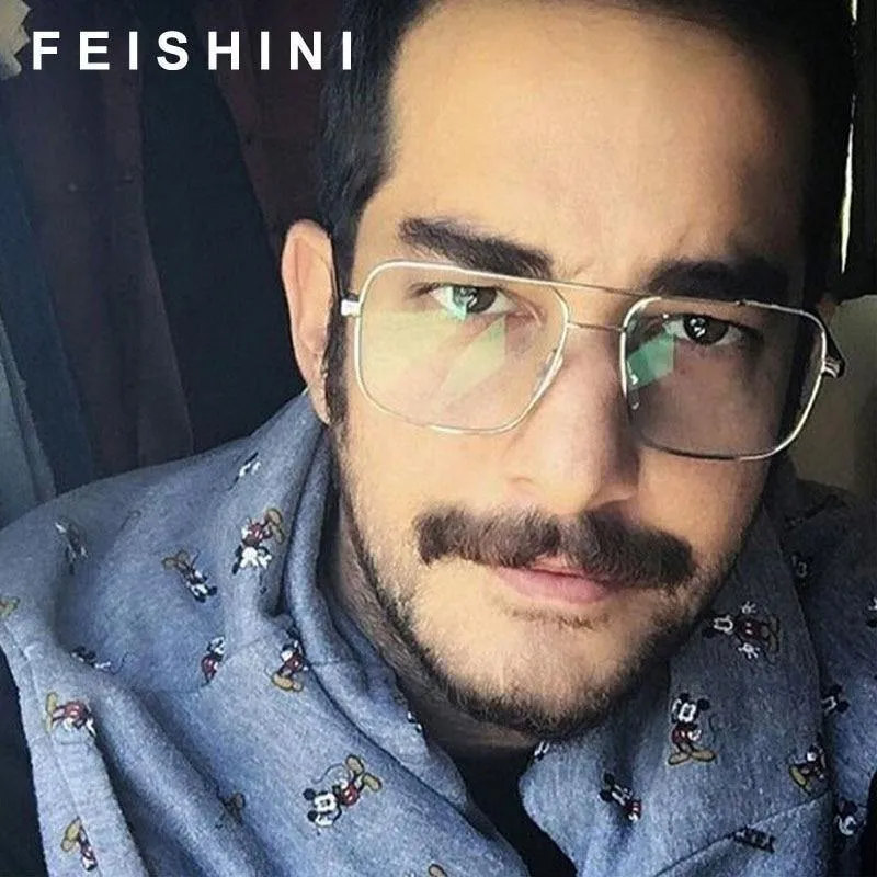 Mode Oculos Metall Übergroßen Quadratischen Brillen Rahmen Frauen Vintage Braun Damen Sonnenbrille