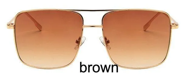 Mode Oculos Metall Übergroßen Quadratischen Brillen Rahmen Frauen Vintage Braun Damen Sonnenbrille