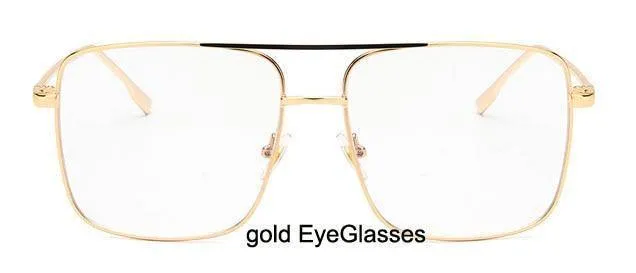 Mode Oculos Metall Übergroßen Quadratischen Brillen Rahmen Frauen Vintage Braun Damen Sonnenbrille