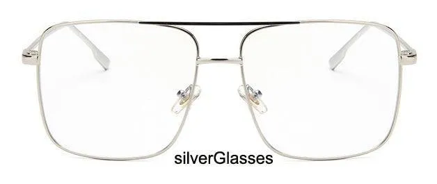 Mode Oculos Metall Übergroßen Quadratischen Brillen Rahmen Frauen Vintage Braun Damen Sonnenbrille