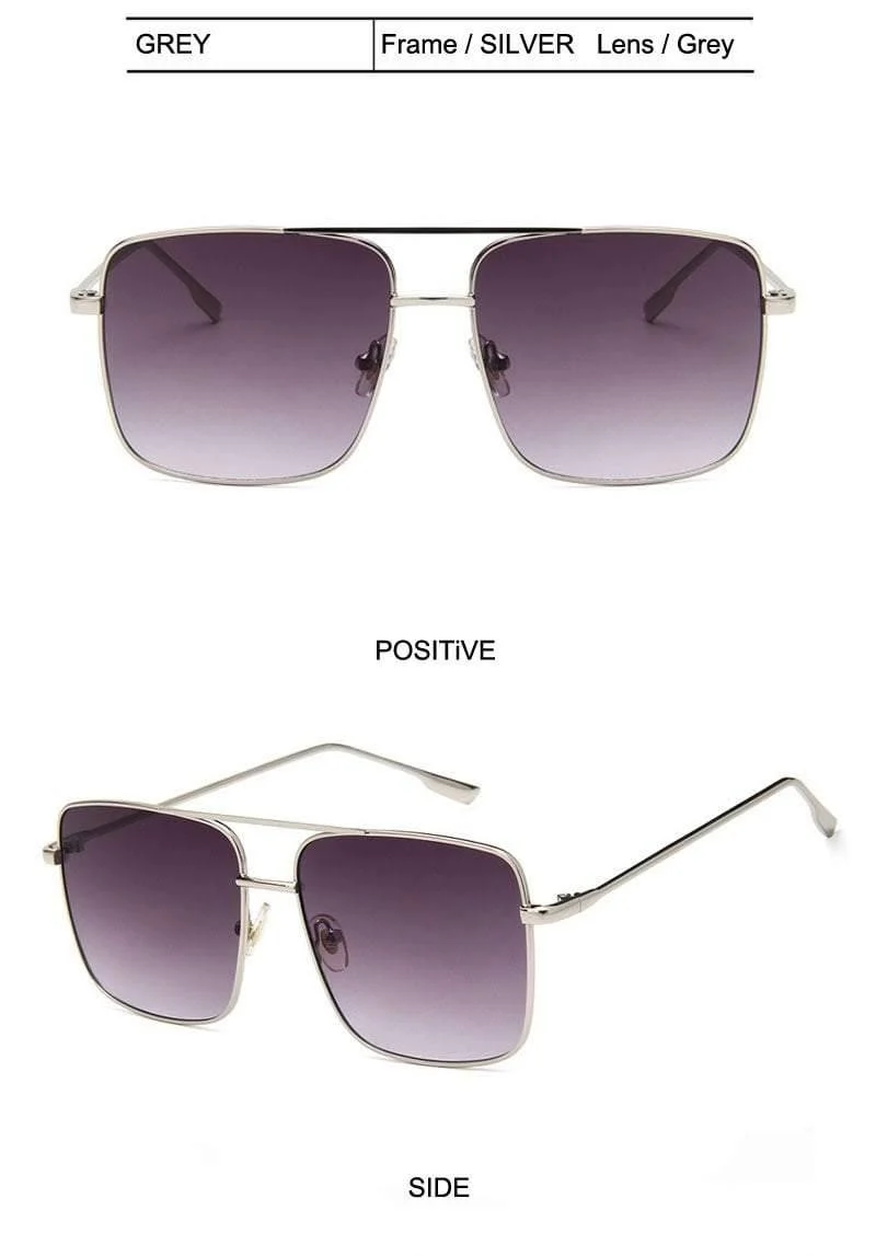 Mode Oculos Metall Übergroßen Quadratischen Brillen Rahmen Frauen Vintage Braun Damen Sonnenbrille