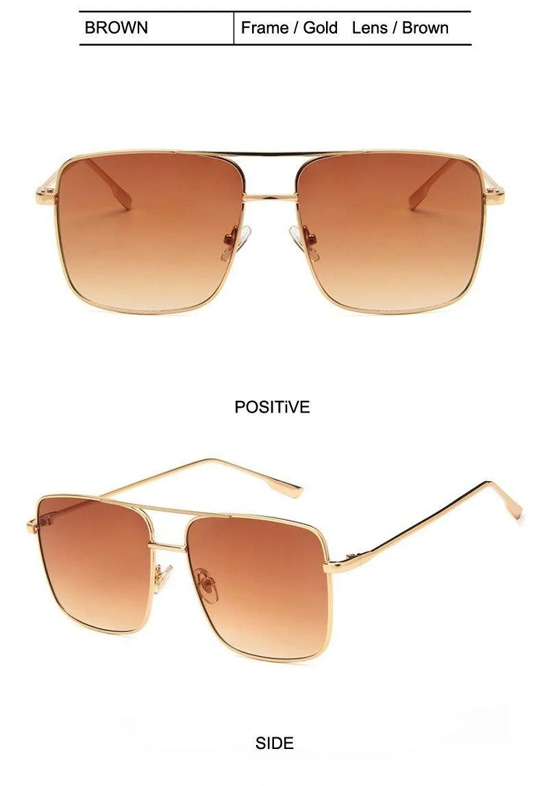 Mode Oculos Metall Übergroßen Quadratischen Brillen Rahmen Frauen Vintage Braun Damen Sonnenbrille