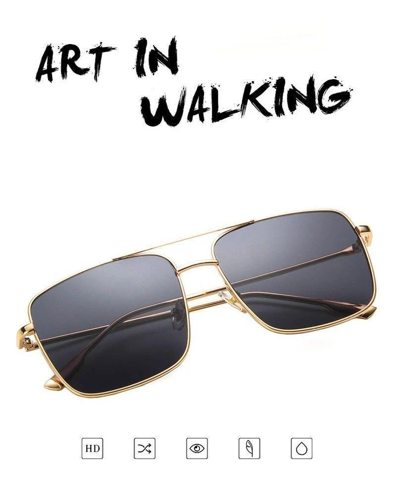 Mode Oculos Metall Übergroßen Quadratischen Brillen Rahmen Frauen Vintage Braun Damen Sonnenbrille