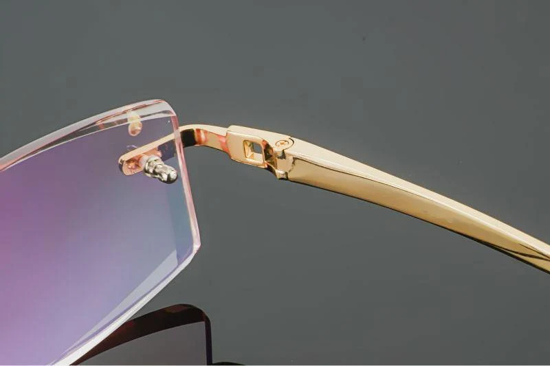 Phantom Besatz Titan Brille Herrenmodell Diamantbesatz Gold Randlos Fertig Korrekturgläser