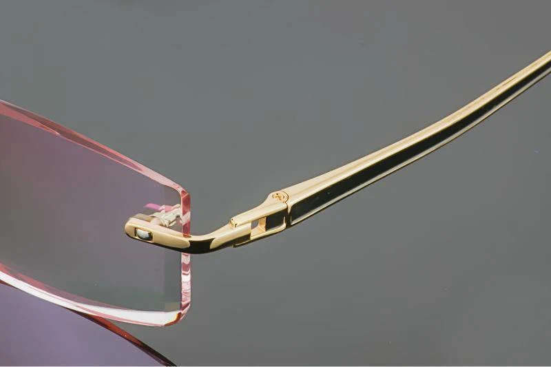 Phantom Besatz Titan Brille Herrenmodell Diamantbesatz Gold Randlos Fertig Korrekturgläser
