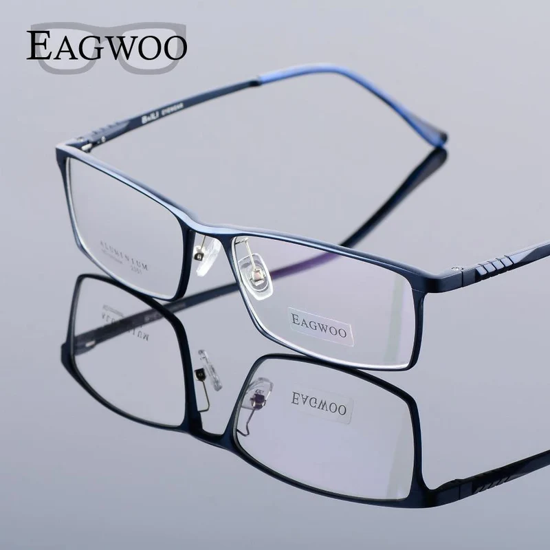Aluminium Männer breites Gesicht Korrekturbrille Vollrand optische Rahmen Business-Brille