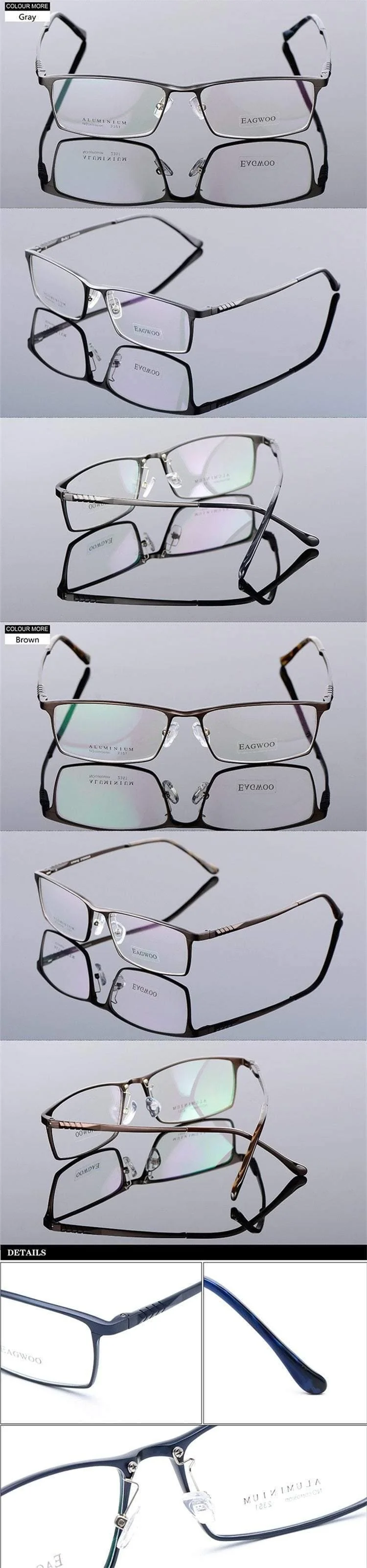 Aluminium Männer breites Gesicht Korrekturbrille Vollrand optische Rahmen Business-Brille