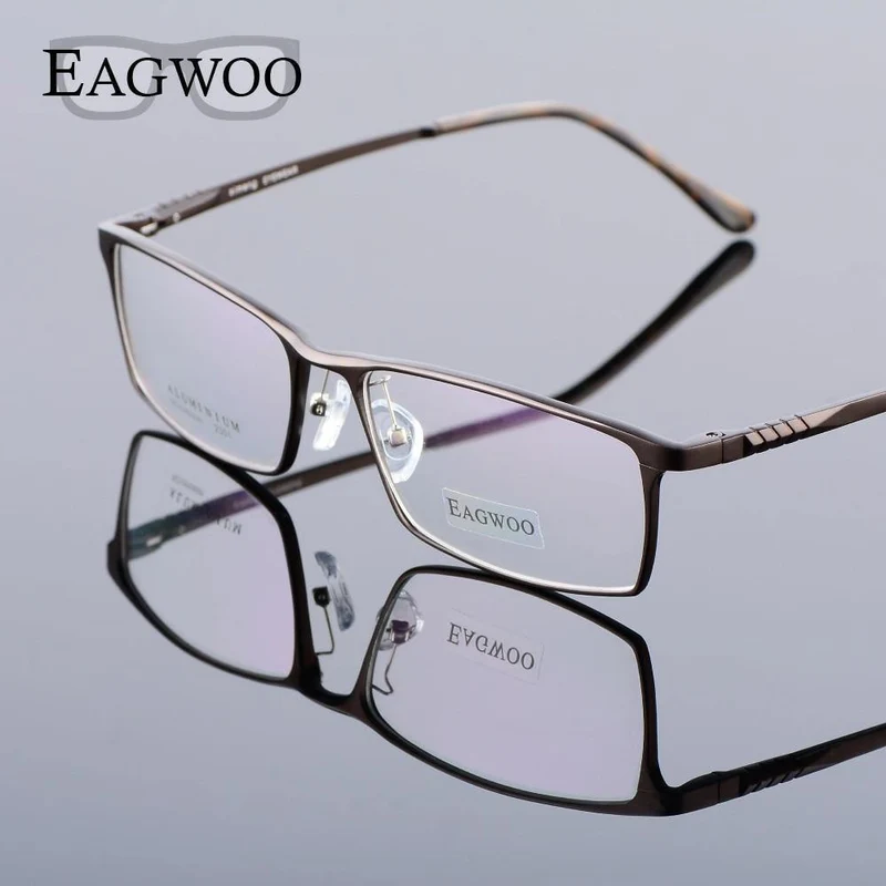 Aluminium Männer breites Gesicht Korrekturbrille Vollrand optische Rahmen Business-Brille