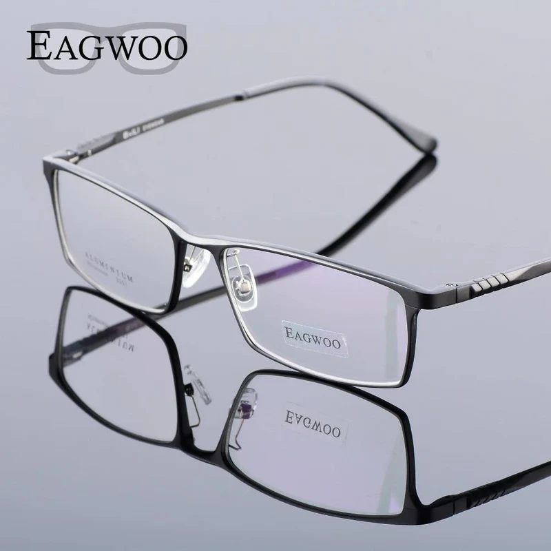 Aluminium Männer breites Gesicht Korrekturbrille Vollrand optische Rahmen Business-Brille