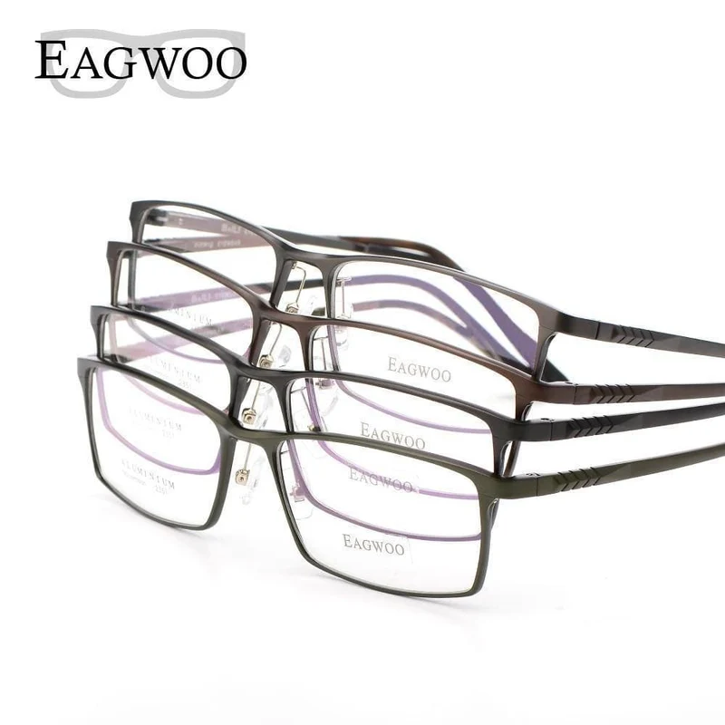 Aluminium Männer breites Gesicht Korrekturbrille Vollrand optische Rahmen Business-Brille