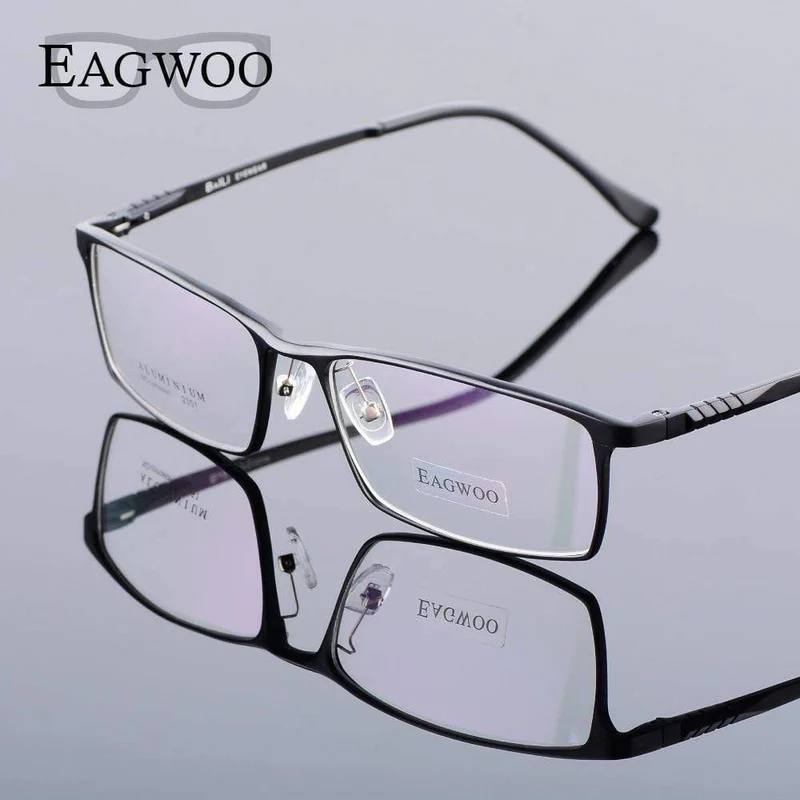 Aluminium Männer breites Gesicht Korrekturbrille Vollrand optische Rahmen Business-Brille