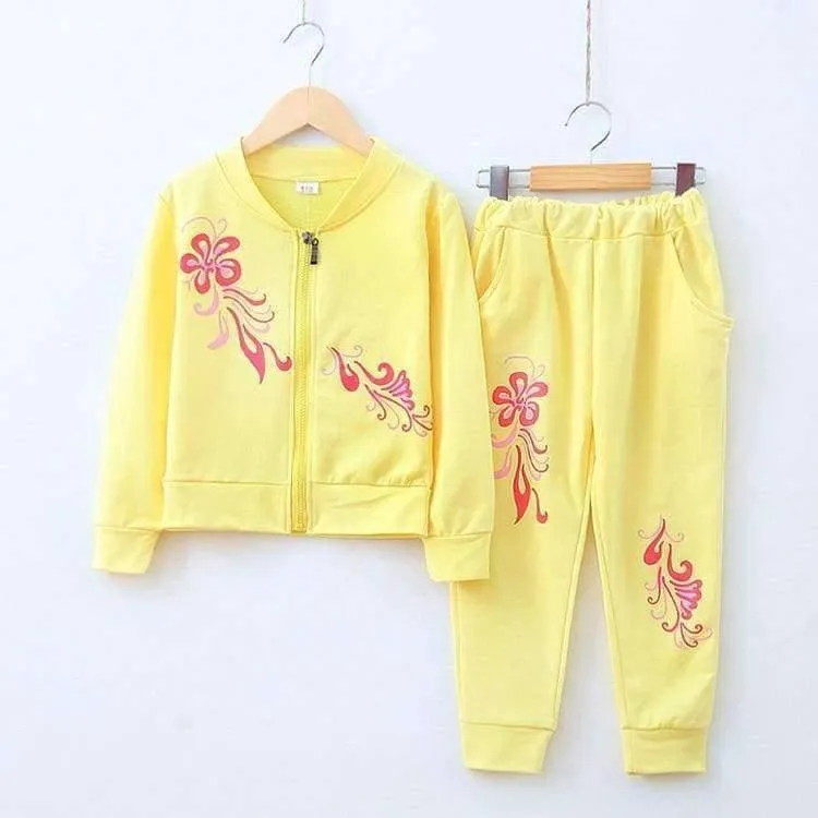 Herbst Teenager Mädchen Kleidung Sets Baby Mädchen Schöne Blume Candy Farbe Sport Anzüge Kinder Baumwolle Jogging Set Kinder Kleidung