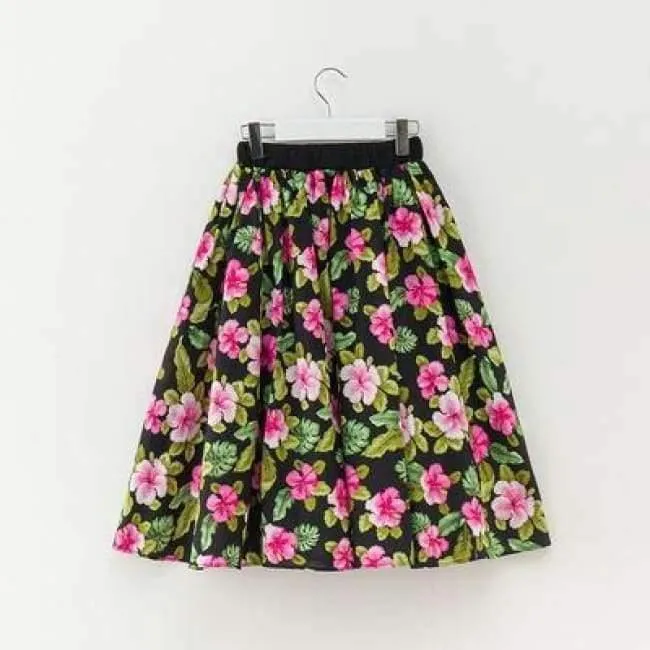Sommer-Outfit für Mädchen, modische zweiteilige Kleidungssets für Teenager, schwarze Oberteile und Röcke mit Blumenmuster, Größe 8 10 12, Mädchenkleidung