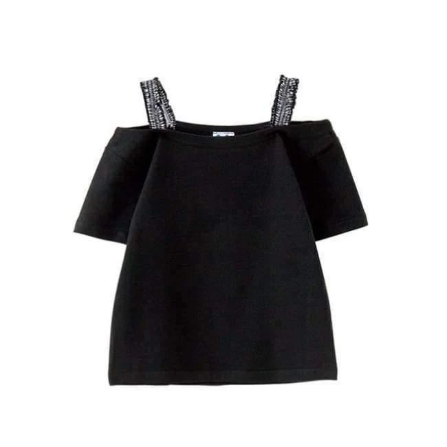 Sommer-Outfit für Mädchen, modische zweiteilige Kleidungssets für Teenager, schwarze Oberteile und Röcke mit Blumenmuster, Größe 8 10 12, Mädchenkleidung