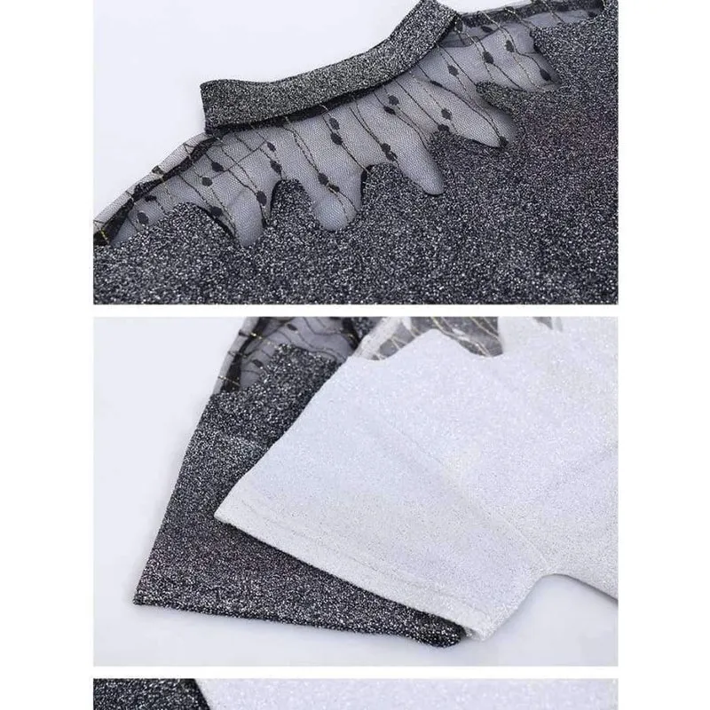 Mädchen-Kleidungssets, Sommermode für Teenager, Kostüm für große Mädchen, 2-tlg. T-Shirt + Pailletten-Netzröcke, 6 8 10 12 14 16 Jahre