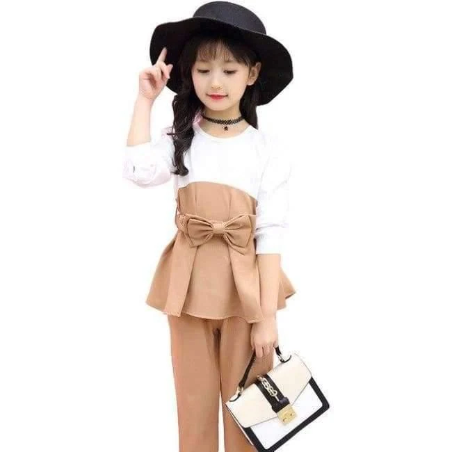 Teenager mädchen kleidung für 4-14 jahre mädchen mode 3 stücke kinder kleidung set langarm t-shirt + hosen + gürtel kinder outfit