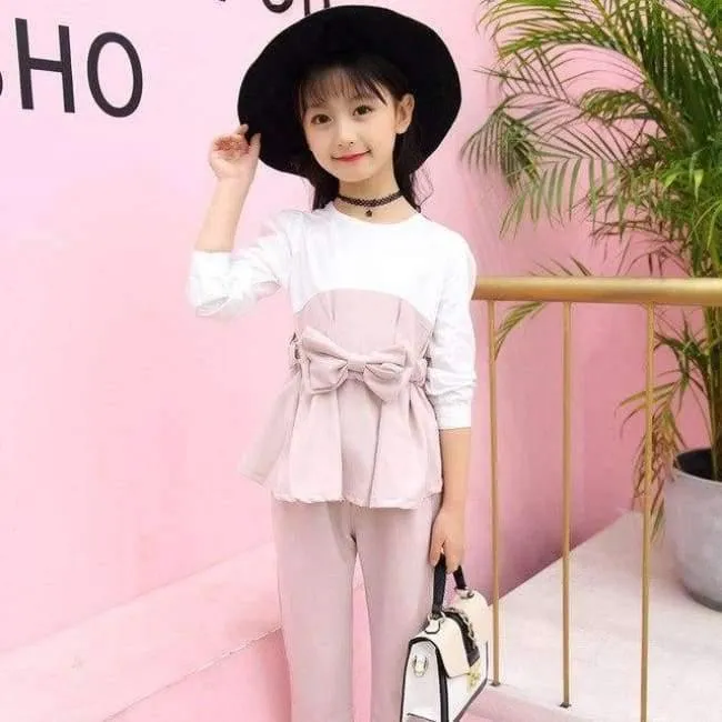 Teenager mädchen kleidung für 4-14 jahre mädchen mode 3 stücke kinder kleidung set langarm t-shirt + hosen + gürtel kinder outfit