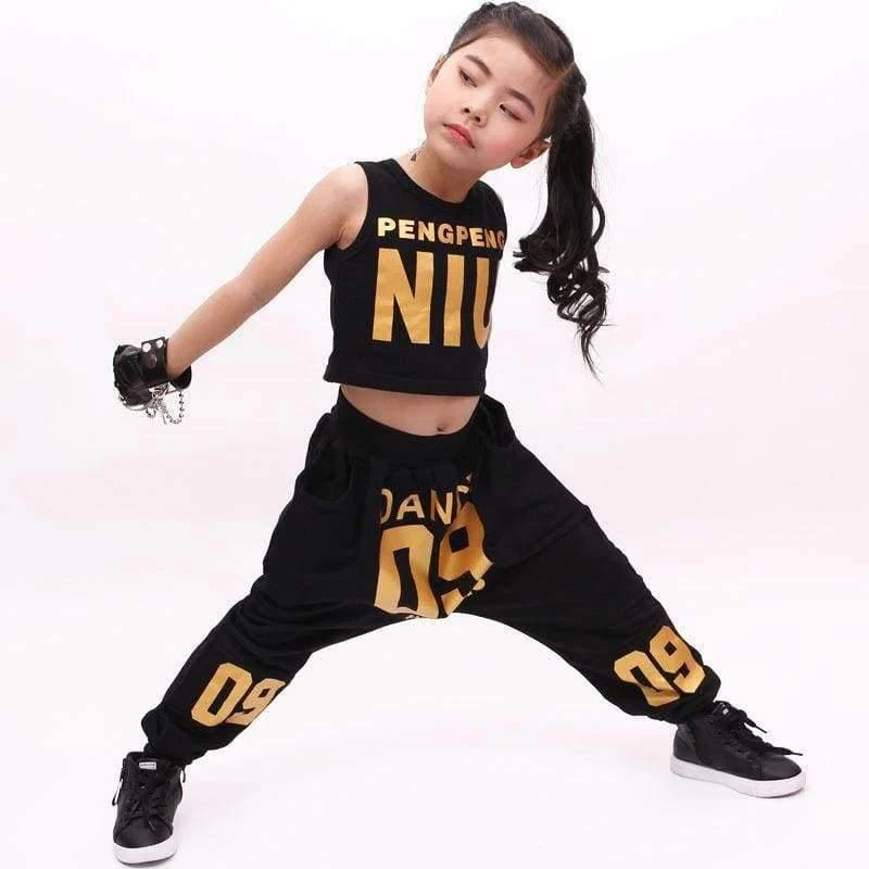 Jazz Dance Kostüme für Mädchen Frühling Sommer Kinder Street Dance Kleidung Sets Teenager Hip Hop T Shirt Hosen Sets