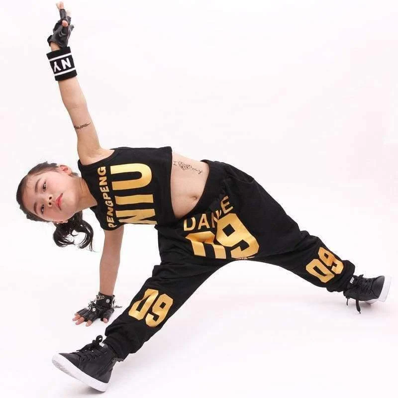 Jazz Dance Kostüme für Mädchen Frühling Sommer Kinder Street Dance Kleidung Sets Teenager Hip Hop T Shirt Hosen Sets