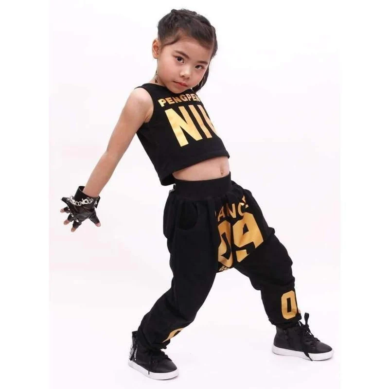 Jazz Dance Kostüme für Mädchen Frühling Sommer Kinder Street Dance Kleidung Sets Teenager Hip Hop T Shirt Hosen Sets