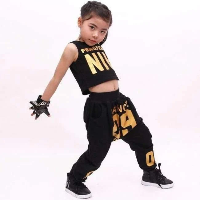 Jazz Dance Kostüme für Mädchen Frühling Sommer Kinder Street Dance Kleidung Sets Teenager Hip Hop T Shirt Hosen Sets