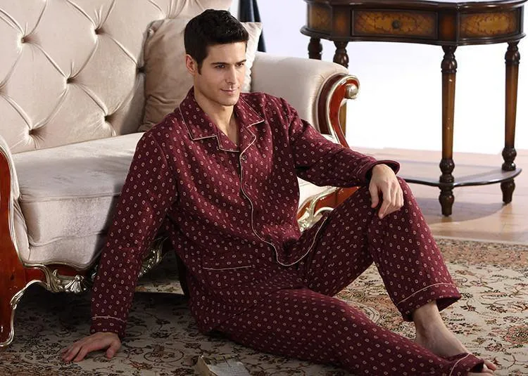 Baumwolle Plaid Pyjamas Homewear Langarm Warme Winter Pyjamas Nachtwäsche Männliche Schlaf Lounge M-4XL