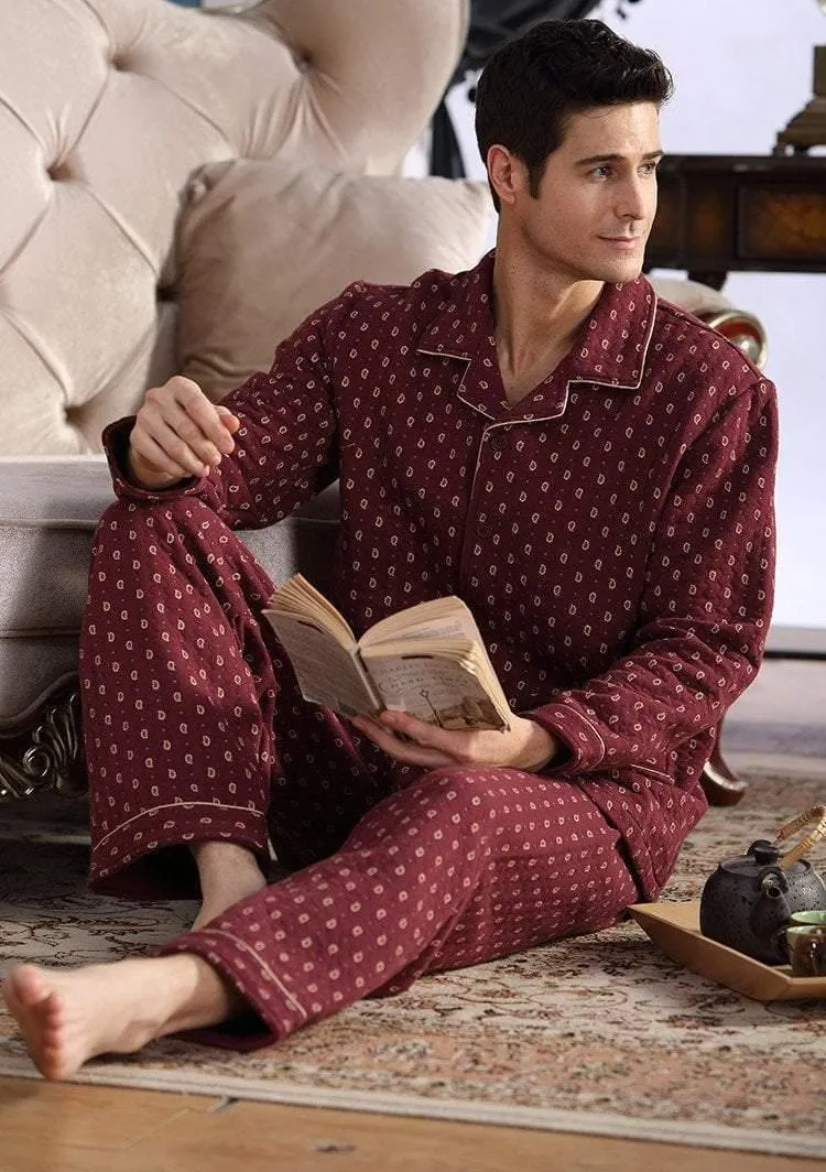 Baumwolle Plaid Pyjamas Homewear Langarm Warme Winter Pyjamas Nachtwäsche Männliche Schlaf Lounge M-4XL