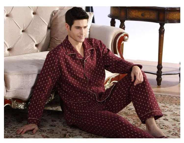 Baumwolle Plaid Pyjamas Homewear Langarm Warme Winter Pyjamas Nachtwäsche Männliche Schlaf Lounge M-4XL