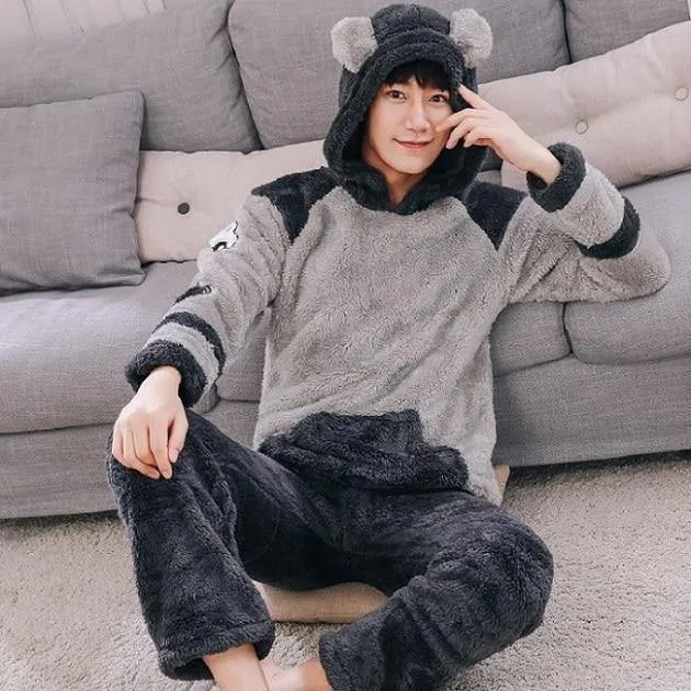 Männer verdicken warme Pyjama Sets Paare Winter weichen Flanell Pyjama Autos drucken lange Schlaf Lounge
