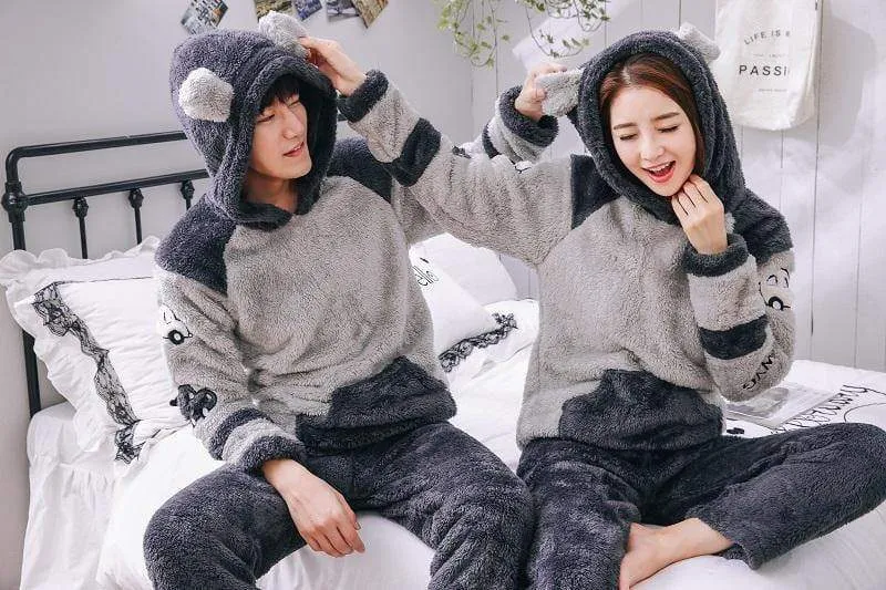 Männer verdicken warme Pyjama Sets Paare Winter weichen Flanell Pyjama Autos drucken lange Schlaf Lounge