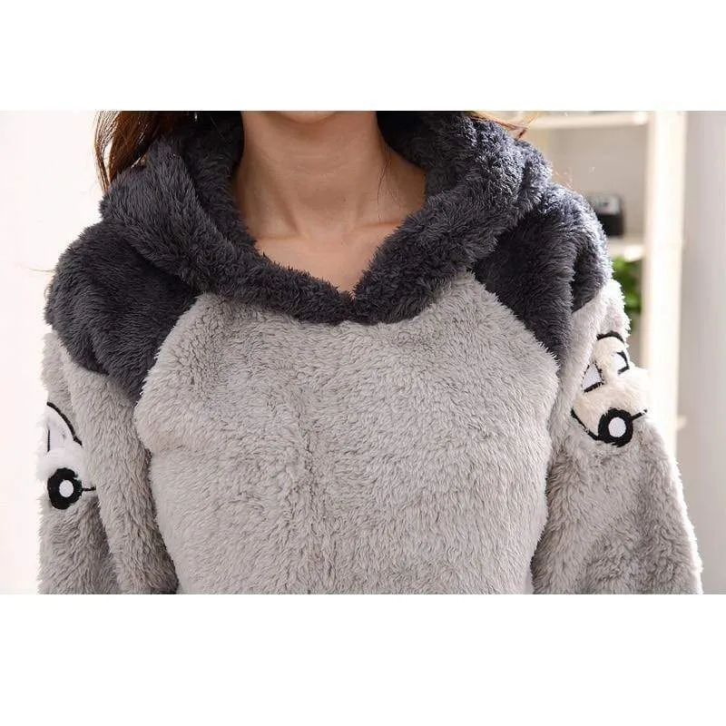 Männer verdicken warme Pyjama Sets Paare Winter weichen Flanell Pyjama Autos drucken lange Schlaf Lounge