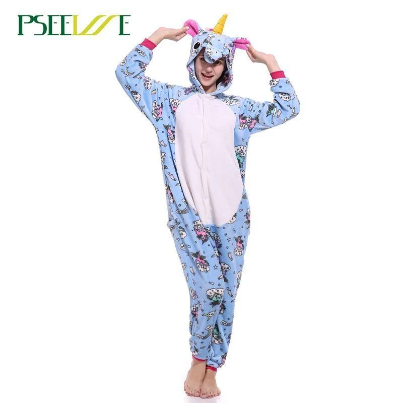 Animal Pyjamas Flanell Winter Damen Herren Einhornstich Panda Pikachu Onesie Sleep lounge Sleepwear