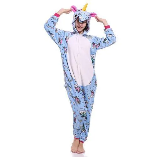 Animal Pyjamas Flanell Winter Damen Herren Einhornstich Panda Pikachu Onesie Sleep lounge Sleepwear