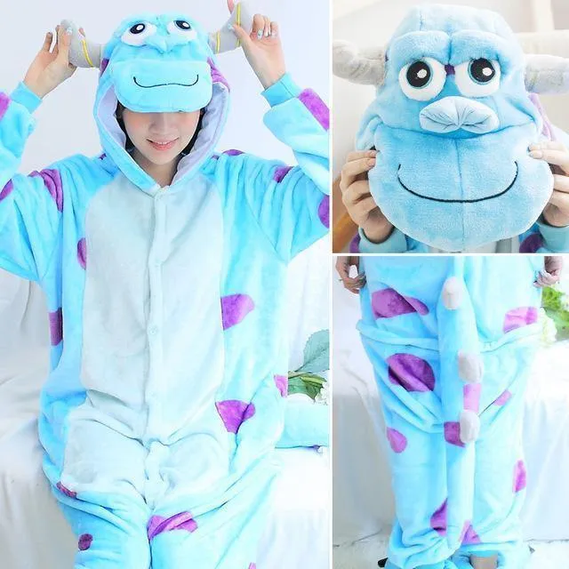 Animal Pyjamas Flanell Winter Damen Herren Einhornstich Panda Pikachu Onesie Sleep lounge Sleepwear