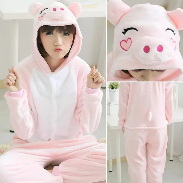 Animal Pyjamas Flanell Winter Damen Herren Einhornstich Panda Pikachu Onesie Sleep lounge Sleepwear