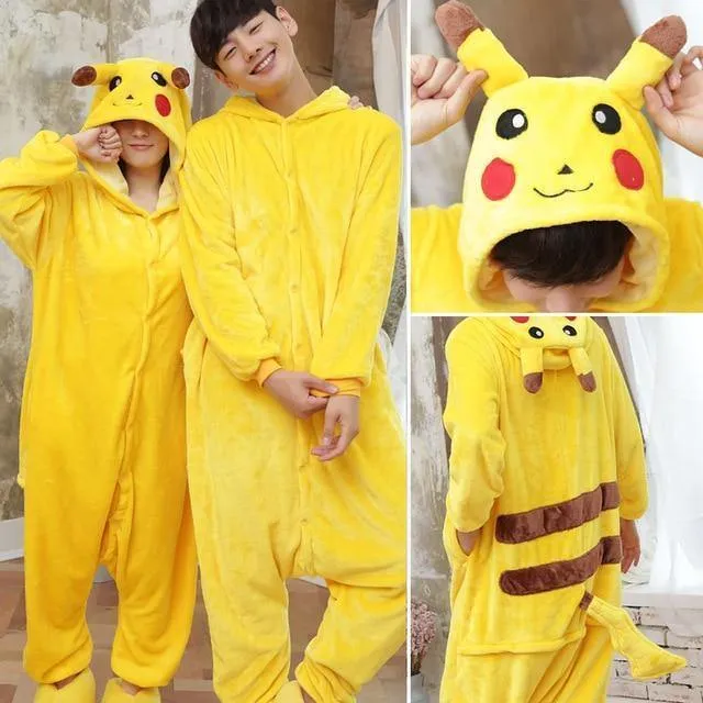 Animal Pyjamas Flanell Winter Damen Herren Einhornstich Panda Pikachu Onesie Sleep lounge Sleepwear
