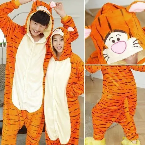 Animal Pyjamas Flanell Winter Damen Herren Einhornstich Panda Pikachu Onesie Sleep lounge Sleepwear